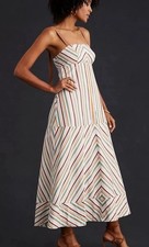 Anthropologie Maeve Square Neck Striped Midi Dress Chevron Maxi Size 8