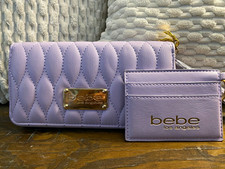 bebe Los Angeles Women's Purple 2-Piece Quilted Wallet & Card Holder Set