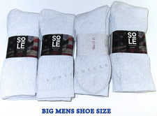 12 Pairs BIG Mens Shoe 12-15 Cotton Crew Athletic Socks USA Made FREE SHIP