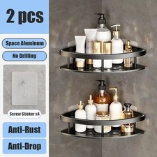 No-Drill Bathroom Shelf Shower Corner Rack Wall Mounted Storage Organizer