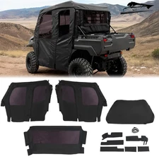 Black Enclosure Soft Doors For Kawasaki PRO FXT DXT15-24 with Roof & Rear Window
