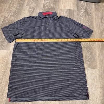 Greyson Geometric Monogram Polo Mens Size Large L Gray Textured Collar Patch