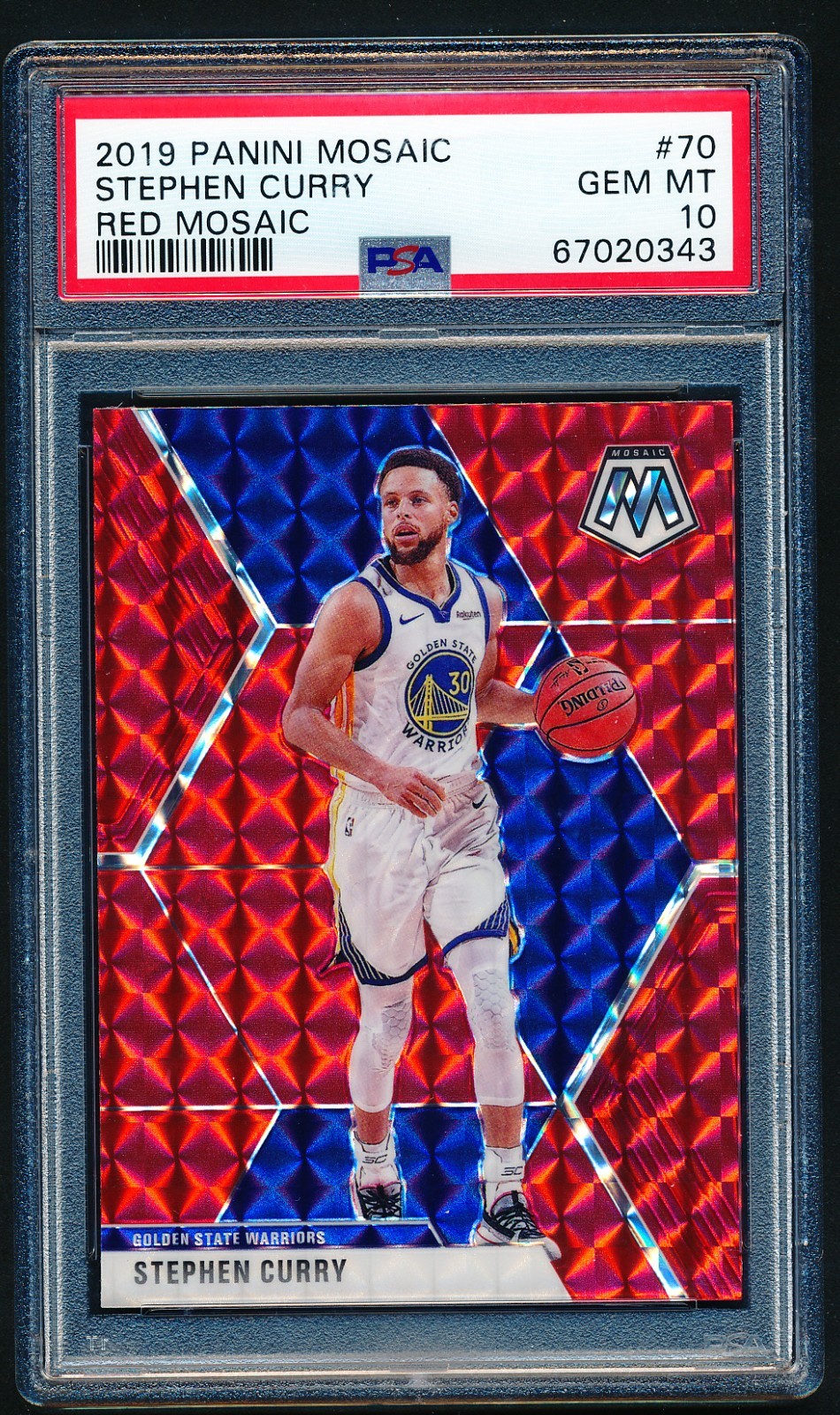 2019-20 Panini Mosaic Stephen Curry Red Mosaic #70 PSA 10 GEM MINT Warriors