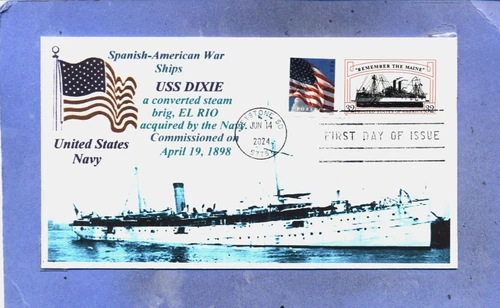 USS DIXIE Converted Cruiser Spanish-American War Color Flag First Day+ # 3192