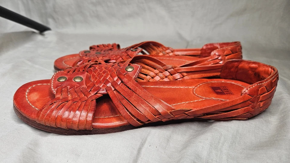 Sandalias Frye Hurache para mujer talla 8 cuero marrón tejido con tachuelas sin cordones Foto 4 de 4