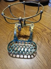 Vintage Brass Soap Dish w/ Sponge Holder for Claw Foot Tub