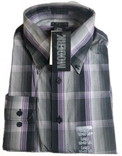 Official J Ferrar Men's Purple Plaid Button Up Shirt Size Large 16 1/2 Neck NWT