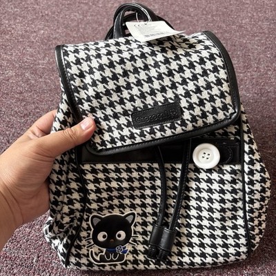 Sanrio CHOCOCAT 2007  Back Pack Bag Houndstooth Black White  New With Tags