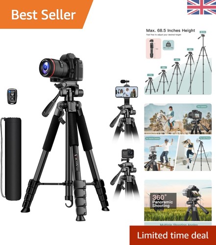 Lightweight 68.5" Camera Tripod with Remote & Phone Holder