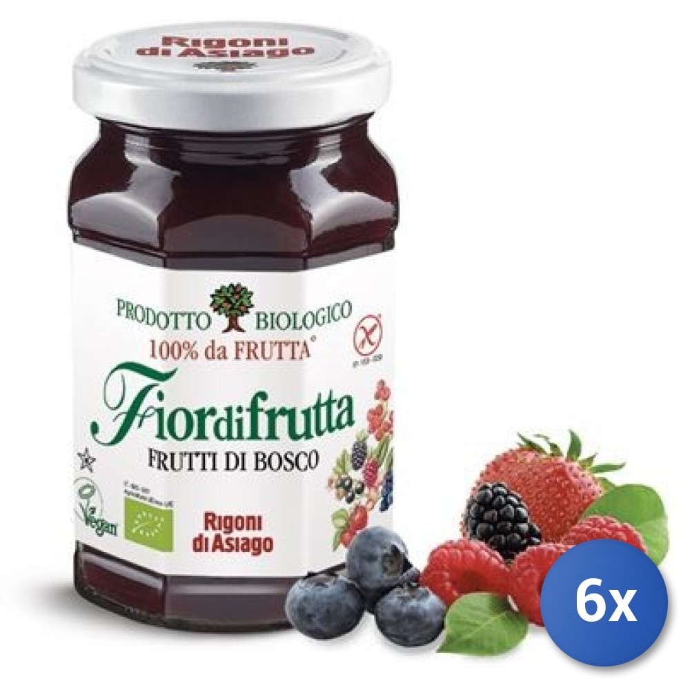 6X Multipack Rigoni Organic Jam 250G No Sugar Mixed Berries
