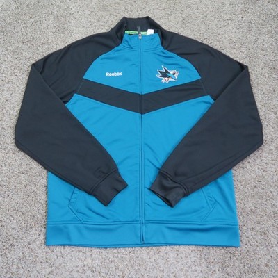 San Jose Sharks Jacket Mens Medium Blue NHL Hockey Reebok Center Ice Windbreaker