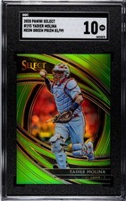 2020 Panini Select #193 Yadier Molina NEON GREEN PRIZM /99 SGC 10 GEM MINT