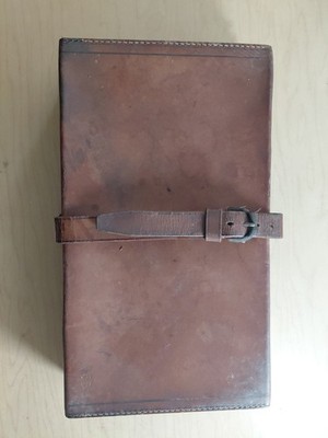 Late 1800s Leather Writing Box - Two Parts With Strap - HAND MADE