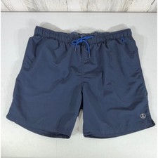 Lands End Swim Trunks XL Navy Blue Elastic Drawstring Mesh Lined 8in Inseam