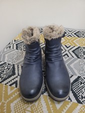Worn Twice Navy Pavers Relife Cushioned Dual Zip Slouch Boots Size 7 G Wide 40