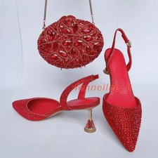 Womens Pointed Toe Rhinestone Slingback Sandals Evening Party Wedding Heel Shoes