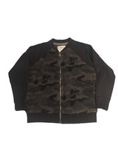 Old Navy Kids Bomber Jacket Size S 6 7 Black Camo Fleece Zip Up Sweater