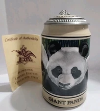 1992 Anheuser Busch Budweiser Endangered Species Series Giant Panda Beer Stein