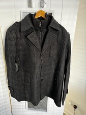 Mens Wool Mix Warm Trench/Peacoat Detachable Inner Collar