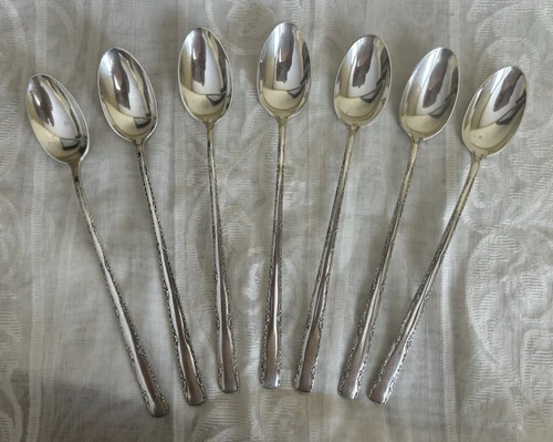 7 Sterling Silver Gorham Camellia Sundae Ice Tea Spoons 212 grams 7-1/2 inch