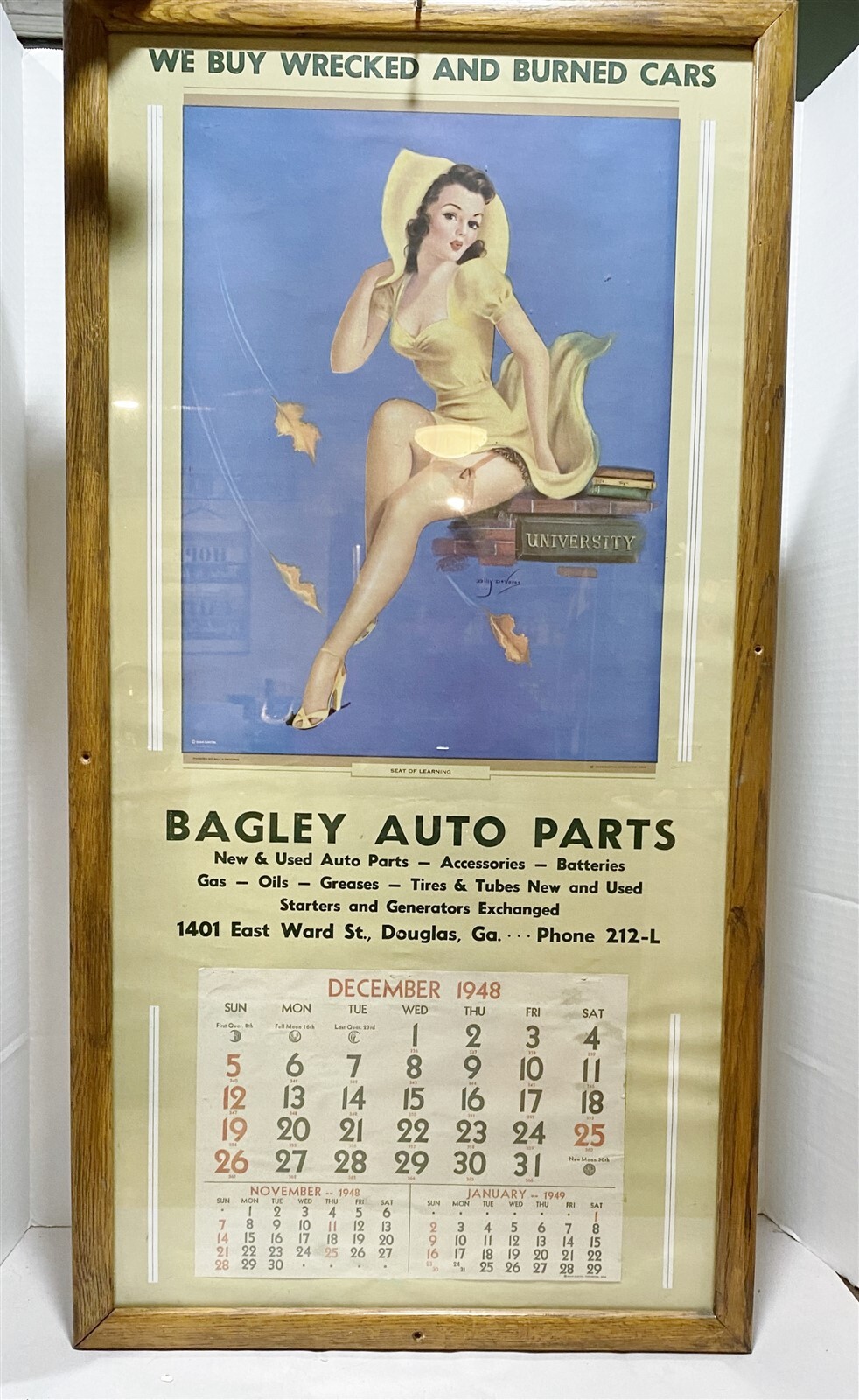  1948 BAGLEY AUTO PARTS PIN UP GIRL CALANDER 33 INCHES TALL eBay