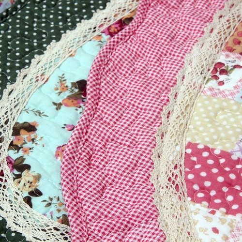 Cotton Oval Floor Mat Flower Patchwork Carpet Non-slip Floor Mat Home Decor 1x - Picture 7 of 18