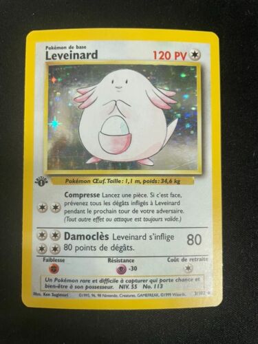 Pokemon Leveinard French Chansey 3/102 1st First Edition Rare Holo NM - PT1 - Picture 1 of 2
