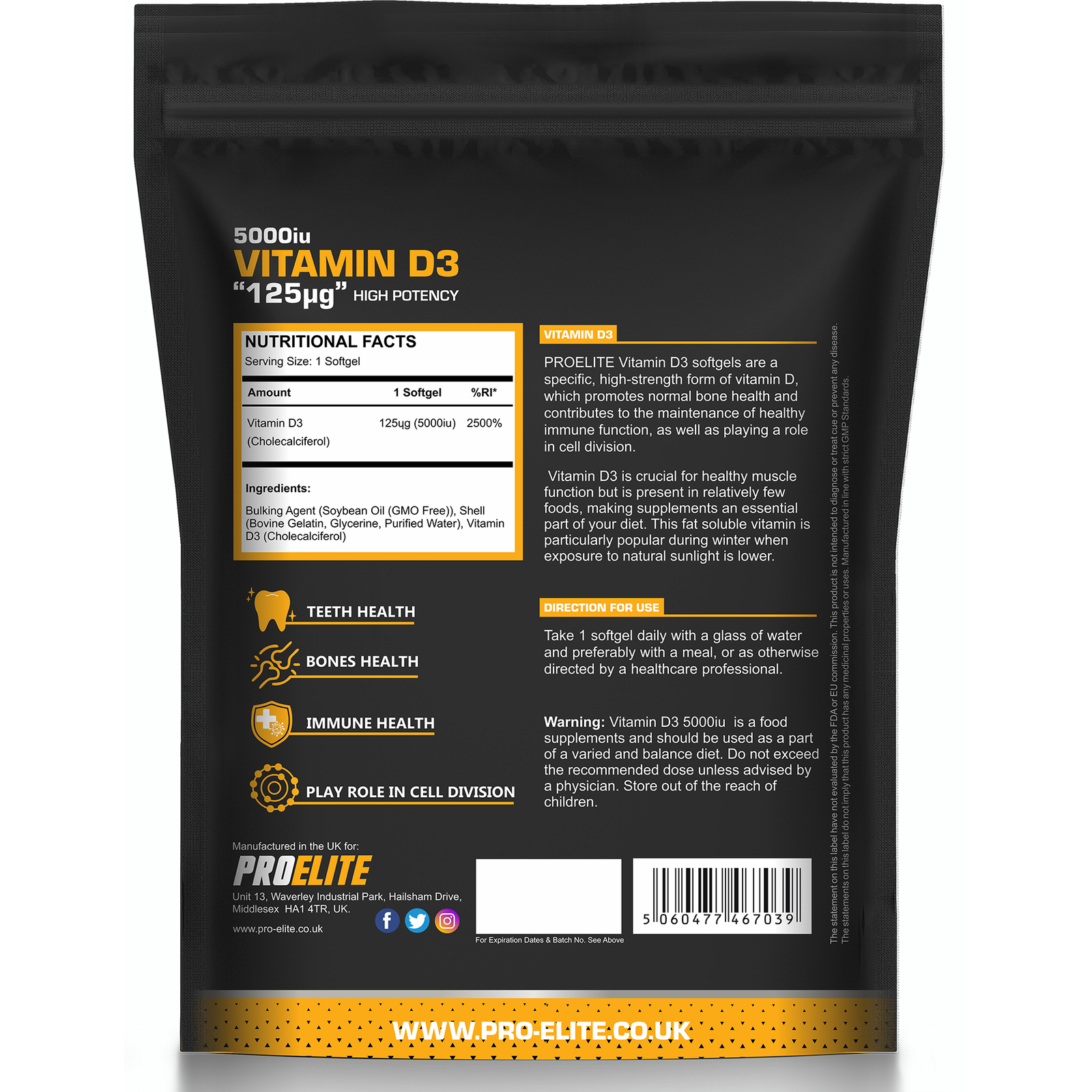 Vitamin D3 5000IU 120 Softgels High Strength Immune Health Bone Support Vitamin