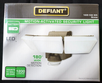 Defiant Bronze Triple Battery Motion Sensor Outdoor Integrated LED Flood Lights