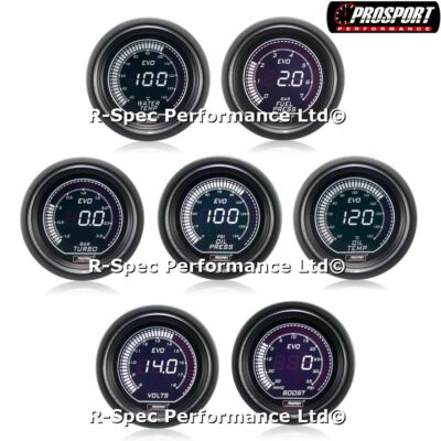 JEDES 3 MANOMETER ANGEBOT 52mm Prosport Evo LCD Ice White Turbo Boost Temp Öldruck 