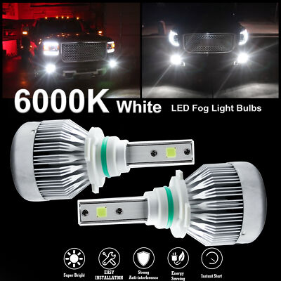 Set White High Power H10 9145 6000 Lumens LED Bulbs For Fog light Conversion Kit