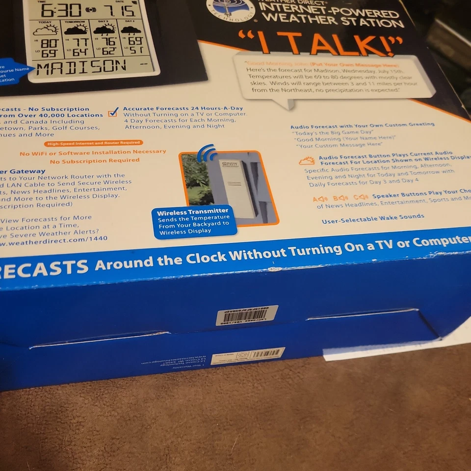 La Crosse Technology Weather Direct WA-1440U 4-Day Talking Internet-Powered  - Image 2 of 2