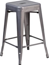 24" Industrial Style Clear Coated Metal Indoor Restaurant Counter Height stool