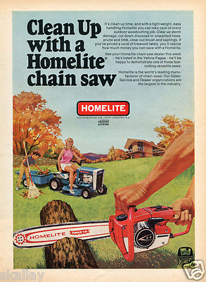 #ad #ad 1970 Print Ad of Homelite EZ Chain Saw amp; Lawn Mower Tractor $8.49