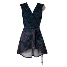 Taylor Mini Dress Womens Size 10 Hi/Low Belted Faux Wrap A-Line Sleeveless Party