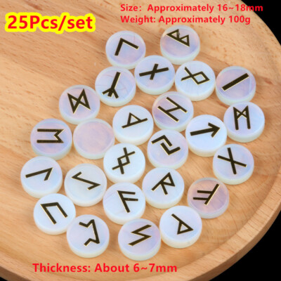 Opal Rune 25Pcs/set Runes Crystal Set White Opal Round Undrilled Reiki Gemstone ...