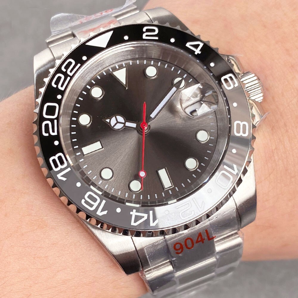 40mm 200m Diver Sapphire Black Sterile Dial Men's Wristwatch fit
