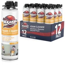 Kraken Bond Polyurethane Foam & Foam Gun Cleaner 12 Pack – Gun Not Included