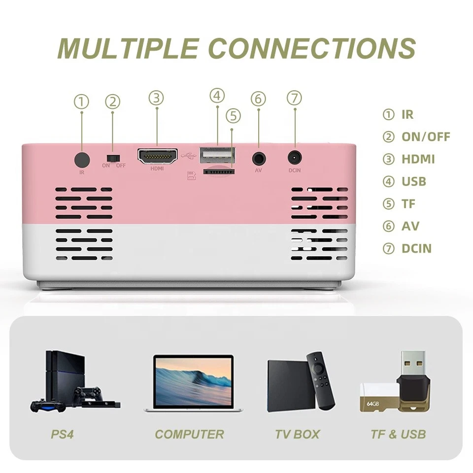 J15 Projector Support 1080P Video Home Theater Mini Pocket Portable Projector  - Image 4 of 4