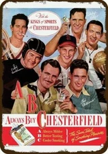 1947 TED WILLIAMS & STAN MUSIAL & SID LUCKMAN & CHESTERFIELD DECORATIVE METAL SI