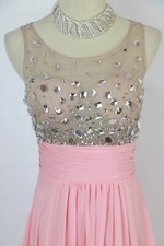 NEW Blondie Nites $190 Formal Prom Long Gown Sleeveless Coral Dress Bead Size 3
