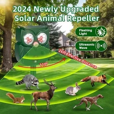 1Pcs Solar Ultrasonic Animal Repellent with Motion Sensor