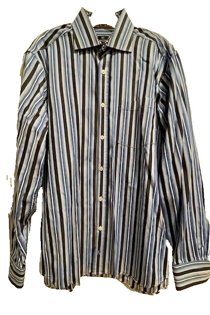 Bugatchi Uomo L Button Down Multicolor Blue Strip… - image 6