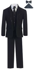 Magen Boys Black SLIM FIT Tuxedo suit 7 pc set coat,vest,pant,shirt,tie TX5088