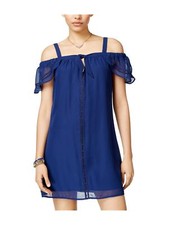 NEW Trixxi Cold Shoulder Semi Sheer Overlay Tunic Keyhole Shift Dress Sizes S/M