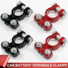 Positive & Negative Car Terminal End Pole Battery Clamp Clip Connector US 4PCS