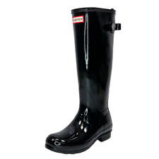 Hunter Rain Boots Women's Original Tall Gloss Rain Boots Black Size US 6 EU 37