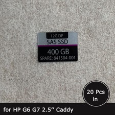 20pc of 841504 N9X95A MSA 400GB SAS 2.5" SSD caddy tray label sticker for HPE