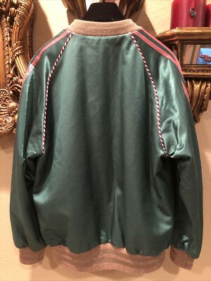00s Italy製　GUCCI Bomber Jacket SIze-46 GUCCI sz IT 46 US S Mens Grotesque Lion Garden Print Silk Bomber