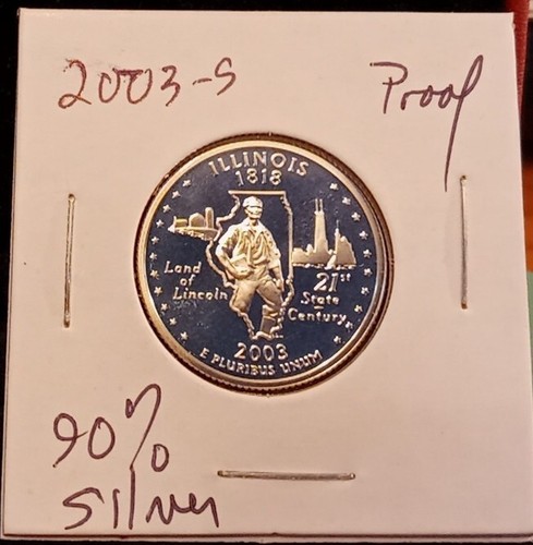 2003 S Illinois PP 90% Silber STATE 1818 QUARTER Lincoln Land LOW Mintage ST